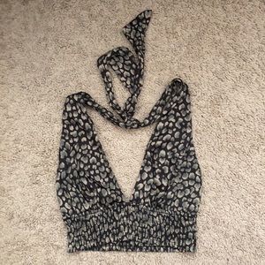 Free People Silk Halter Crop Tank Top